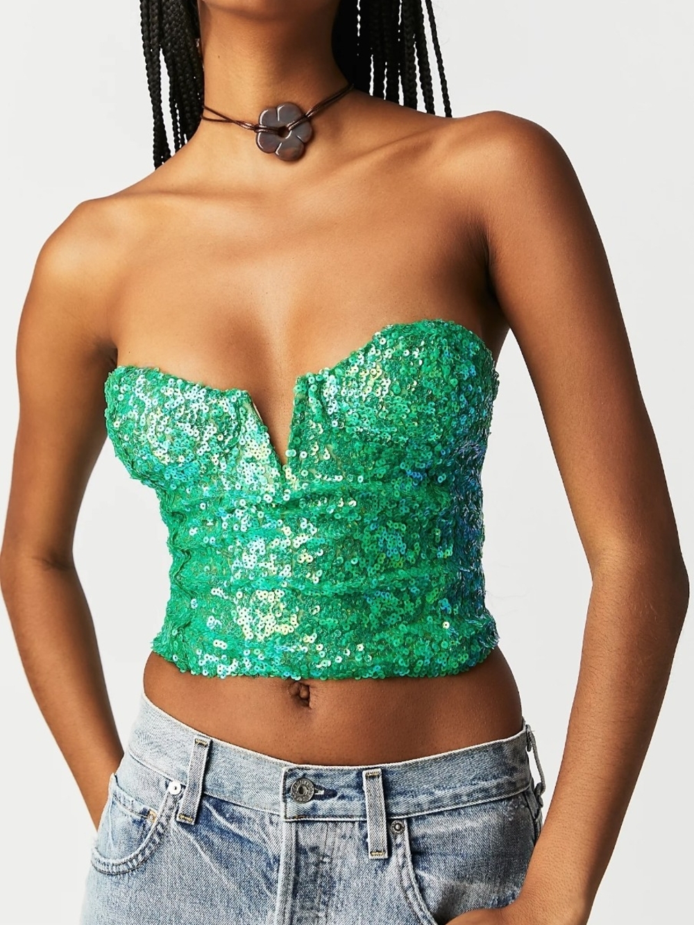 NWT! FP x EastNWestLabel Cluster Sequin Tube Top